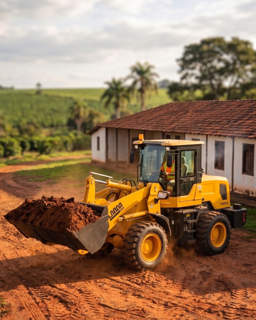 Pá carregadeira em operação